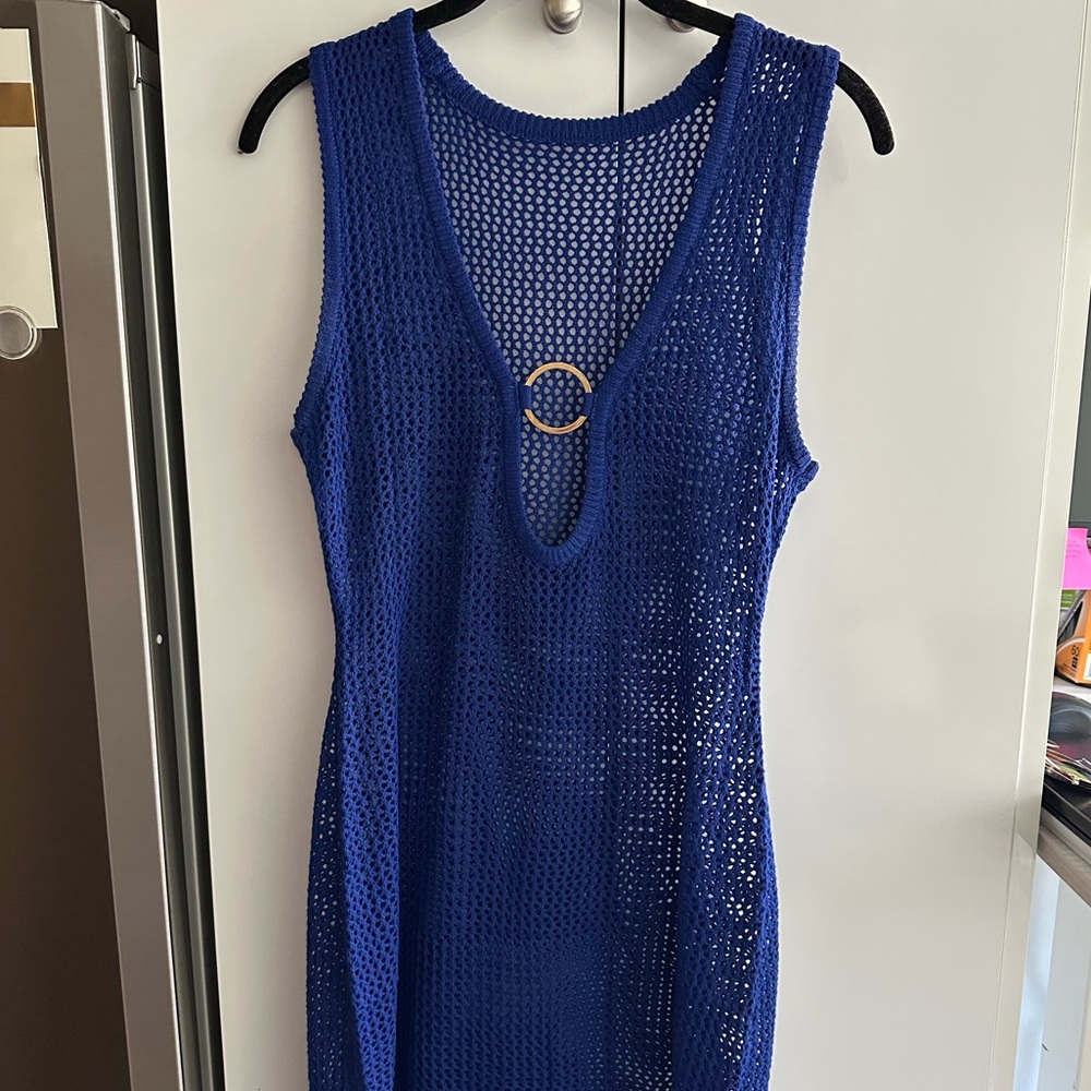 Women’s crochet beach cover up blue